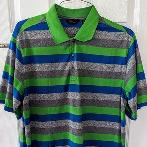 Men's Walter Hagen Stripe Performance Polo Golf Shirt (Large)